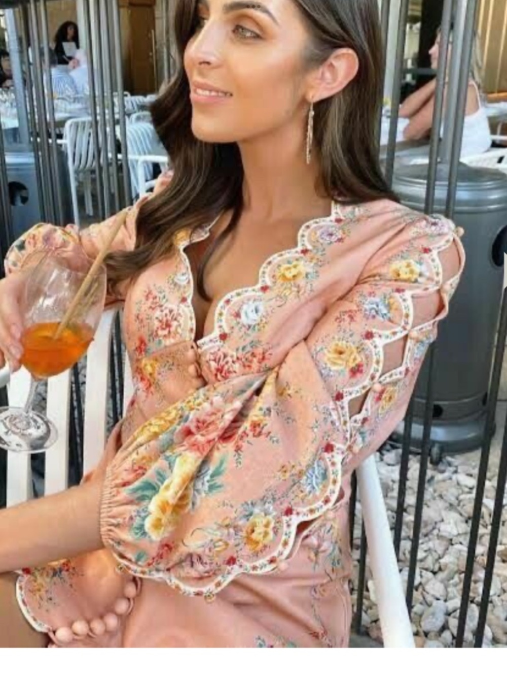 RARE Zimmermann pink floral zinnia scalloped dress